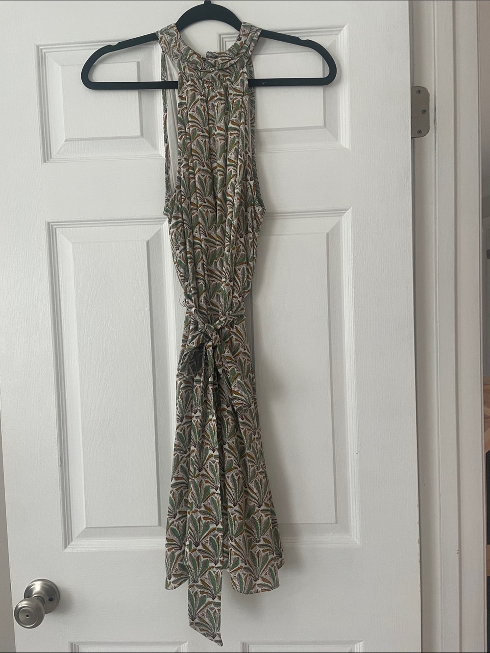 Anthropologie Olive & Cream Sleeveless Midi Dress with Tie Waist